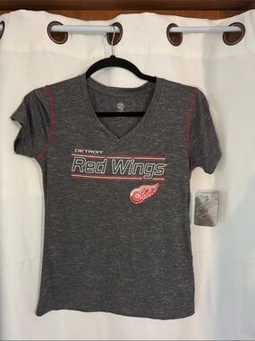 Detroit Red Wings NHL Women's Gray V-Neck T-Shirt size large NWT